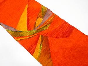 手織り真綿紬 抽象花模様織り出し名古屋帯